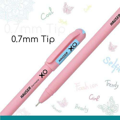 Hauser XO Girls Squad Pink Body 0.6mm Ball Pen Pack of 5 Hauser XO Girls Squad Pink Body 0.6mm Ball Pen Pack of 5
