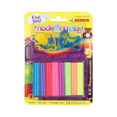 Kores Modelling Clay Non Dry 8 Neon Shades 100gm Kores Modelling Clay Non Dry 8 Neon Shades 100gm